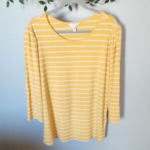Sunshine Yellow Padded Shoulders Striped Top